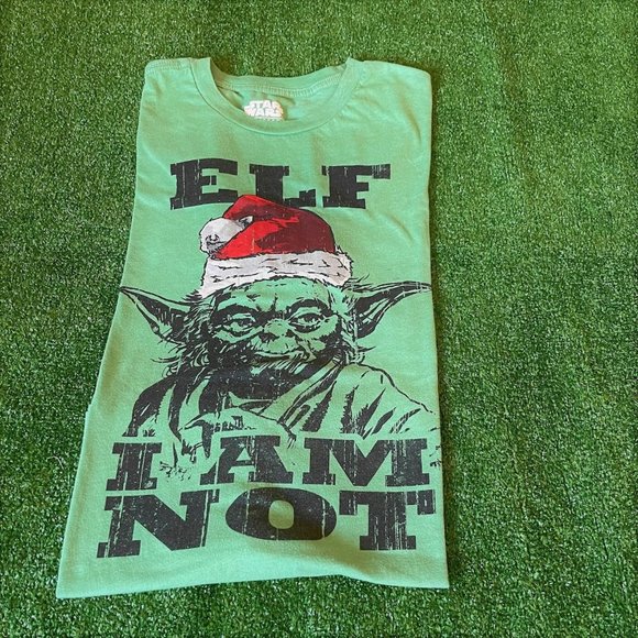 Star Wars Men's Yoda Santa Elf I Am Not Christmas Holiday Green T-Shirt Size XL - Picture 1 of 10
